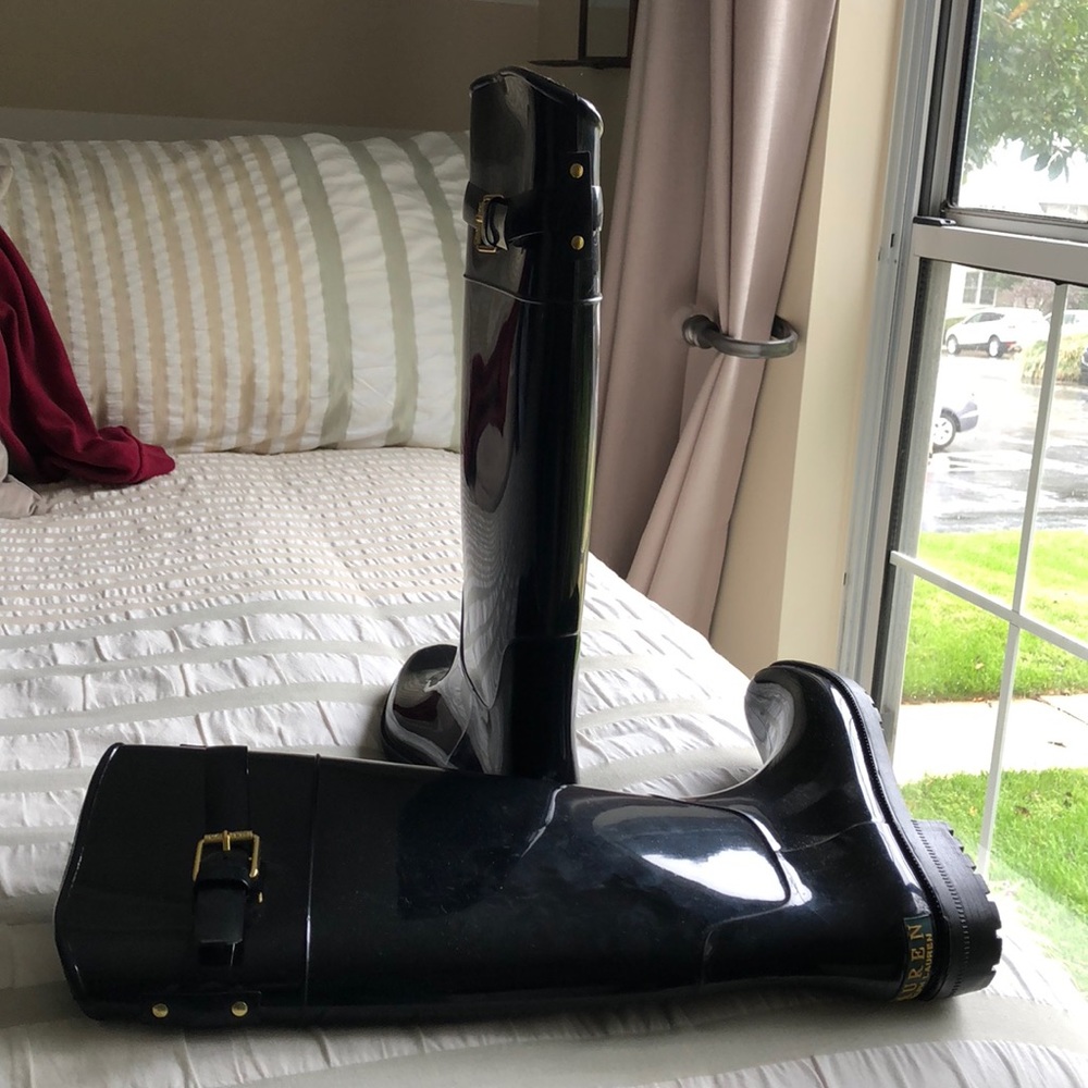 Black Ralph Lauren rain boots